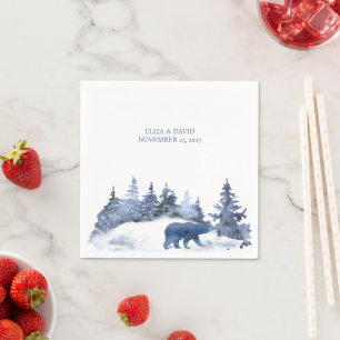 Serviette En Papier Arbres de pin d'hiver Aquarelle