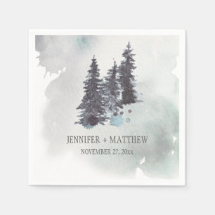 Serviette En Papier Arbres d'hiver neigeux Aquarelle neige  