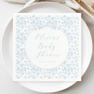 Serviette En Papier Arc bleu élégant Baby Shower garçon floral vintage