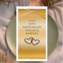Serviette En Papier Arc élégant personnalisé Golden 50e anniversaire