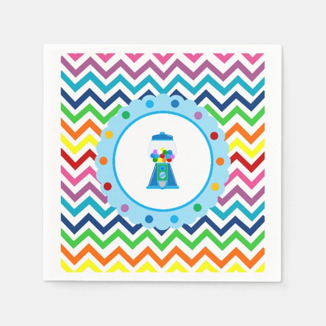 Serviette En Papier Arc en ciel Chevron Gumball (Devant)