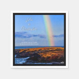 Serviette En Papier Arc en ciel d'amour et de bonheur, Mariage
