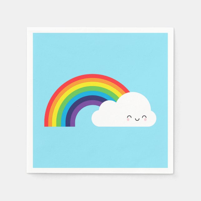 Serviette En Papier Arc en ciel de Kawaii (Devant)
