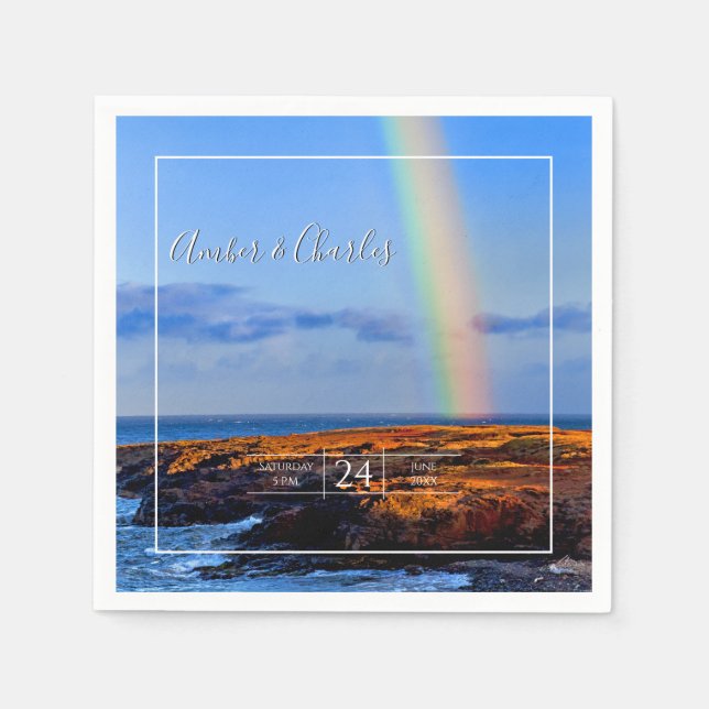 Serviette En Papier Arc en ciel, Espoir & Bonheur, Mariage (Devant)