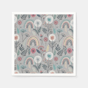 Serviette En Papier Arc-en-ciel et botanique
