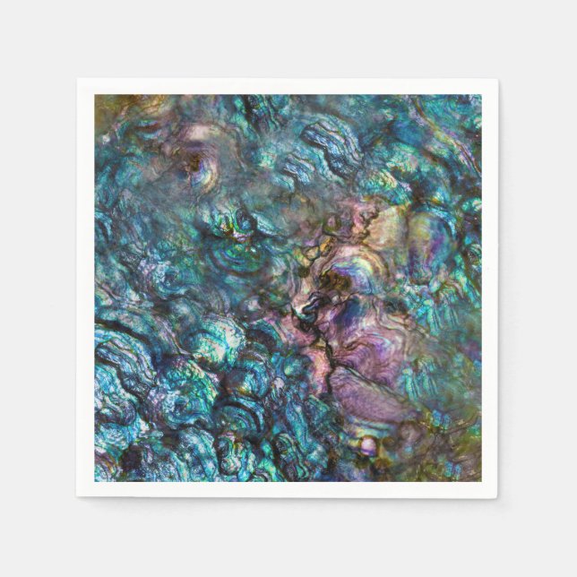 Serviette En Papier Arc en ciel Iridescente Abalone Beach Shell (Devant)