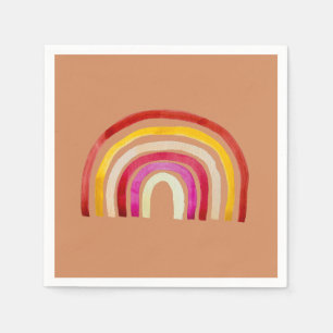 Serviette En Papier Arc-en-ciel rétro jolie aquarelle