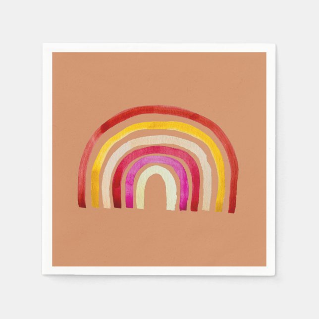 Serviette En Papier Arc-en-ciel rétro jolie aquarelle (Devant)