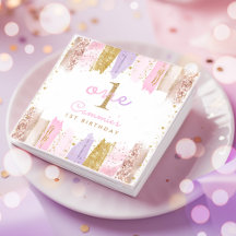 Arc-en-ciel rose et or 1er anniversaire