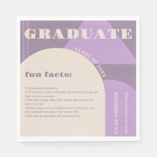Serviette En Papier Arc rétro Purple Fun Facts Graduation