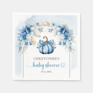 Serviette En Papier Arc rustique bleu poussiéreux et or citrouille gar