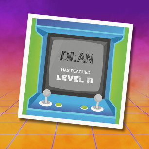 Serviette En Papier Arcade anniversaire, invitation d'anniversaire de 