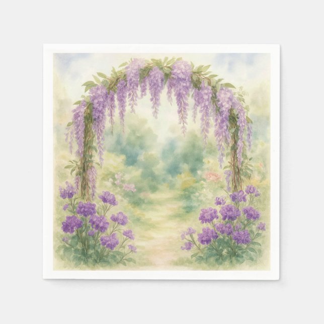 Serviette En Papier Arche de glycine dans un jardin d'été (Devant)