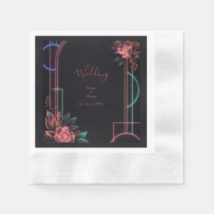 Serviette En Papier Arche de mariage florale néon romantique lumineuse