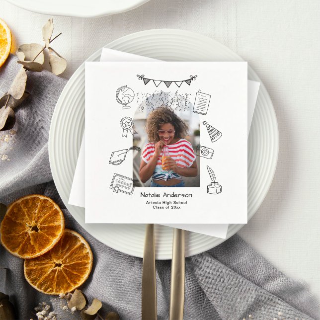 Serviette En Papier Arche de photo chic dessinée à la main pour fête d (Créateur téléchargé)