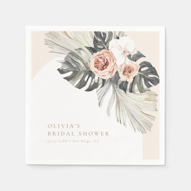 Serviette En Papier Arche Florale Bohème Poussiéreuse (Devant)