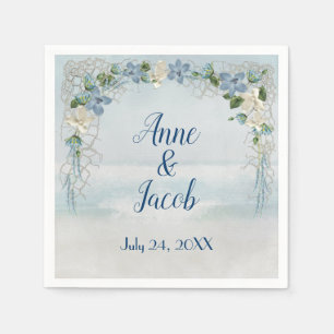 Serviette En Papier Arche florale mariage sur aquarelle océanique