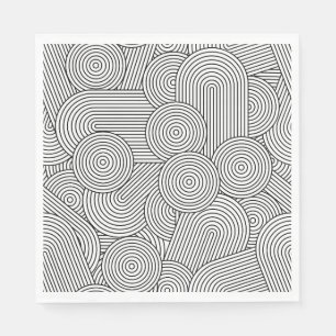 Serviette En Papier Arche géométrique moderne du milieu du siècle Noir