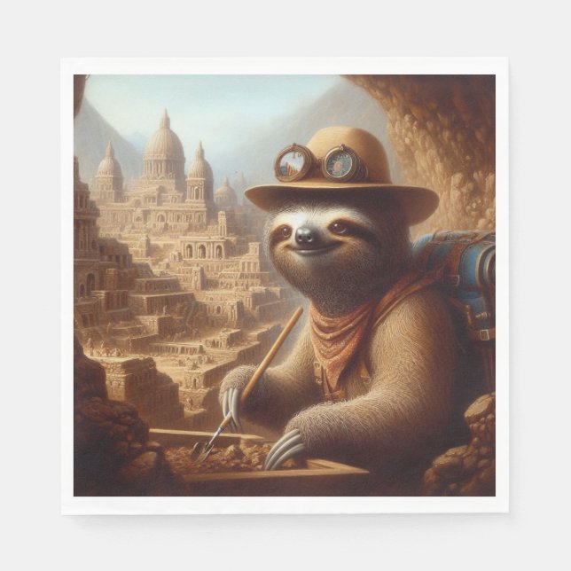 Serviette En Papier Archéologue Sloth (Devant)