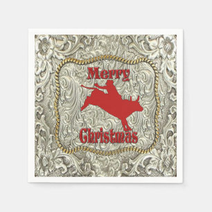 Serviette En Papier Argent Bull Rider Belt Buckle Noël
