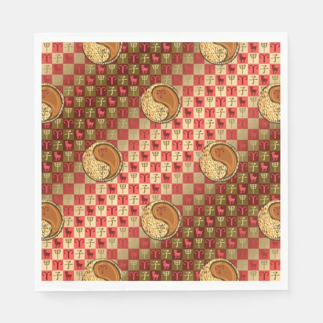 Serviette En Papier Aries et bois de rat (Devant)