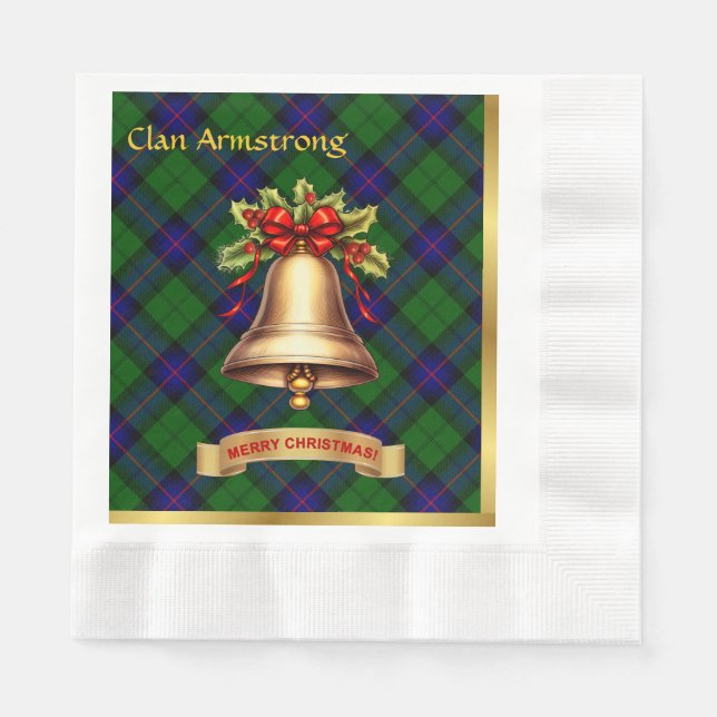 Serviette En Papier Armstrong personnalisé Tartan Noël (Devant)