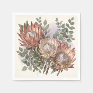 Serviette En Papier Arrangement botanique d'eucalyptus et de protée ro