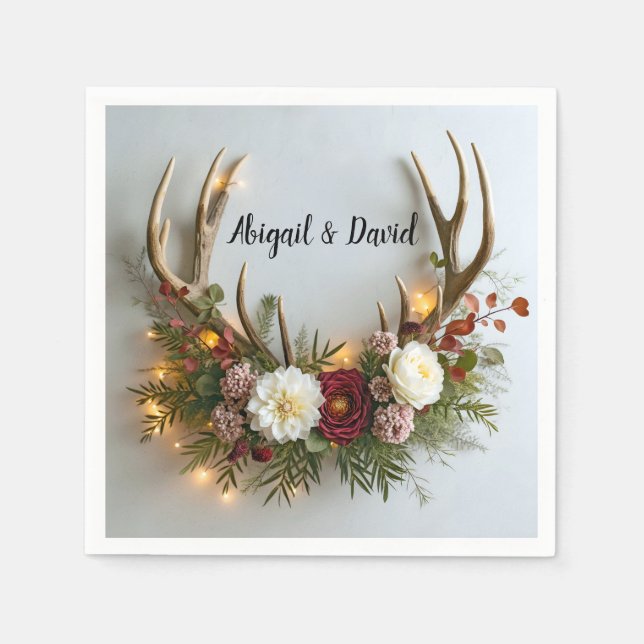 Serviette En Papier Arrangement Mariage Deer Antlers (Devant)