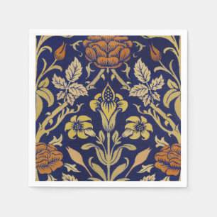 Serviette En Papier Arrière - plan bleu Morris Rose et Motif de fleurs