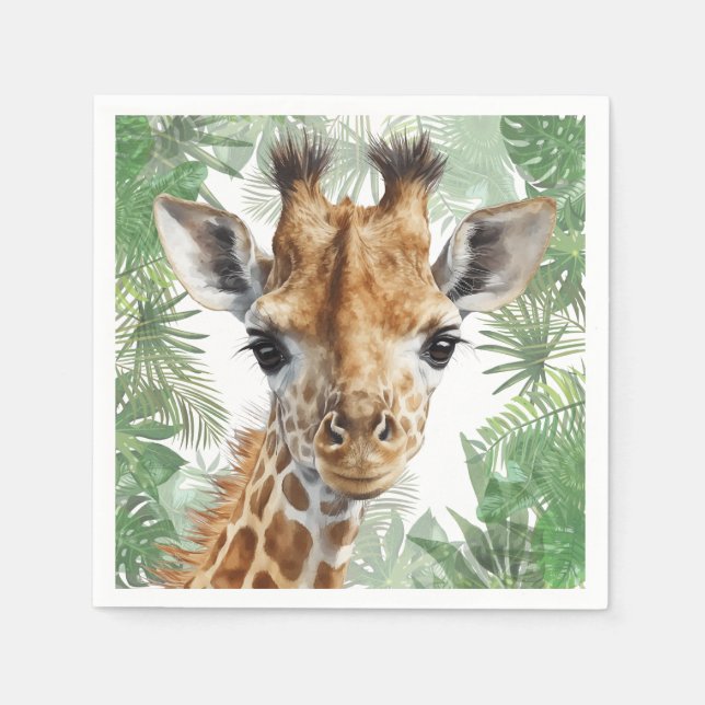 Serviette En Papier Arrière - plan de la jungle de Giraffe (Devant)