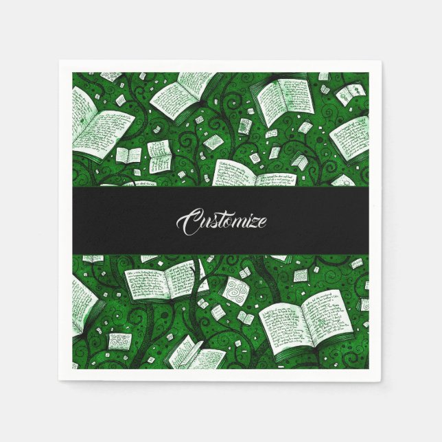 Serviette En Papier Arrière - plan de livres verts (Devant)