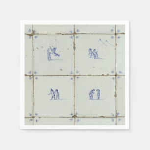 Serviette En Papier Arrière - plan de mosaïque Delft néerlandais