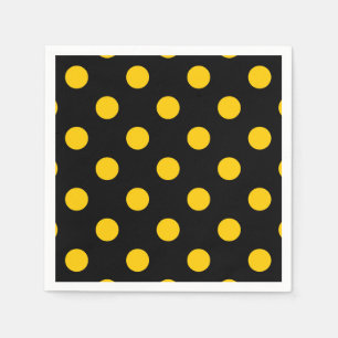 Serviette En Papier Arrière - plan noir Pois jaunes
