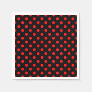 Serviette En Papier Arrière - plan noir Pois rouges