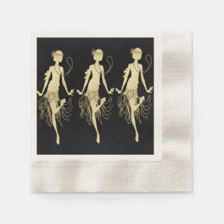 Serviette En Papier Arrière - plan noir Retro Flappers