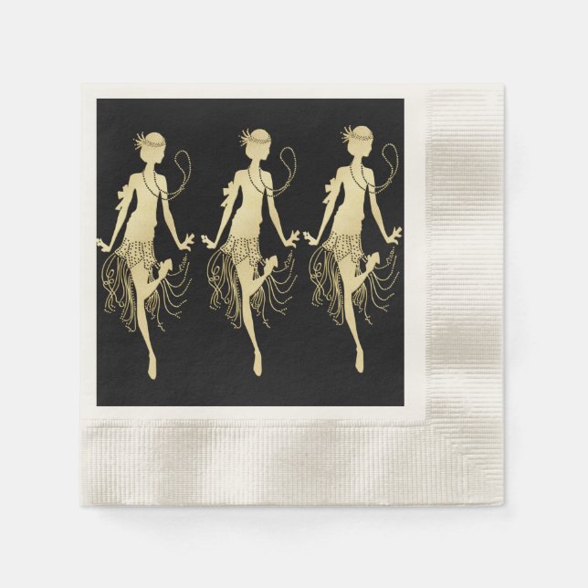 Serviette En Papier Arrière - plan noir Retro Flappers (Devant)
