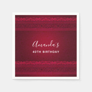 Serviette En Papier Arrière - plan rouge élégant et élégant Anniversai