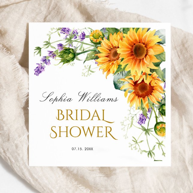 Serviette En Papier Arrose de tournesols rustiques et douche de mariée (Créateur téléchargé)