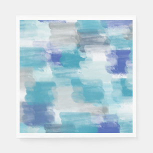Serviette En Papier Art abstrait aquarelle turquoise et gris moderne 