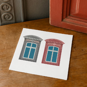 Serviette En Papier Art architectural orné de fenêtre européenne