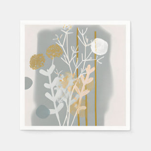 Serviette En Papier Art botanique minimaliste abstrait gris et or