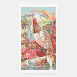 Serviette En Papier Art botanique vintage de cacatoès tropical et de r