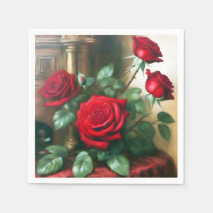 Serviette En Papier Art classique élégant Roses rouges