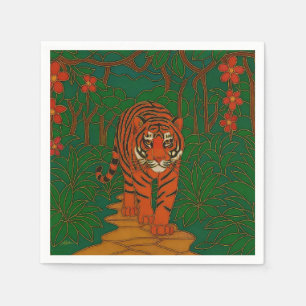 Serviette En Papier Art de cloisonné Tigre sur le chemin de la jungle
