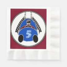 Art Déco Comic Style Blue Race Car
