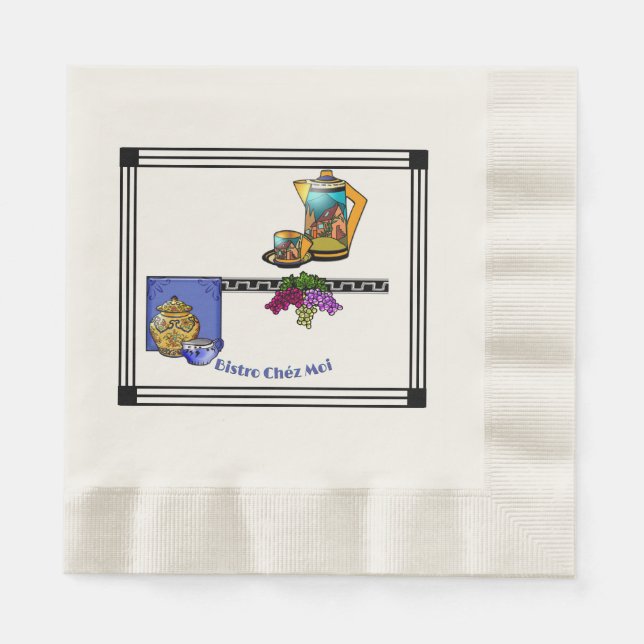 Serviette En Papier Art Déco Cuisine Bistro Personnalisé (Devant)