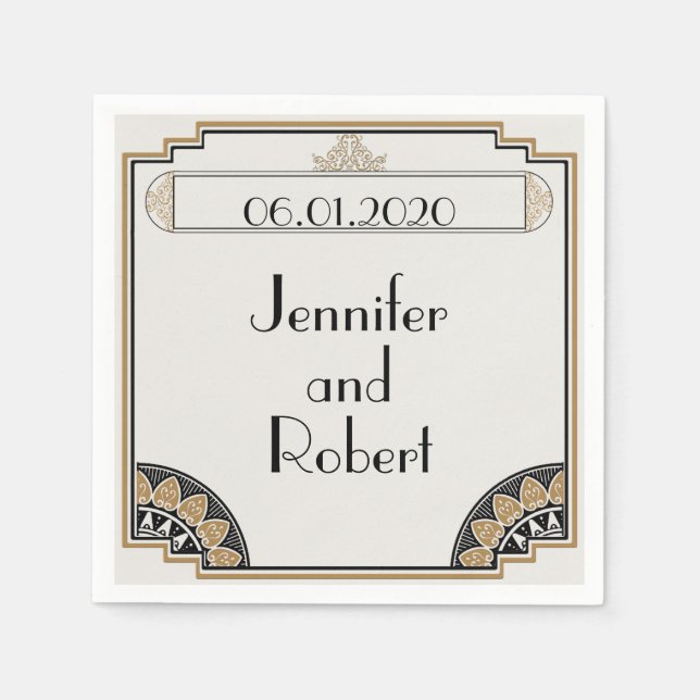 Serviette En Papier Art Déco Gold Posh Mariage Napkin (Devant)