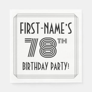 Serviette En Papier Art Déco Inspiré 78ème Anniversaire Fête, Nom pers