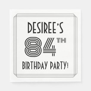 Serviette En Papier Art Déco Inspiré 84ème Anniversaire Fête, Nom pers