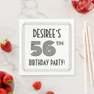 Serviette En Papier Art Déco Inspirée 56e fête d'anniversaire, Nom per